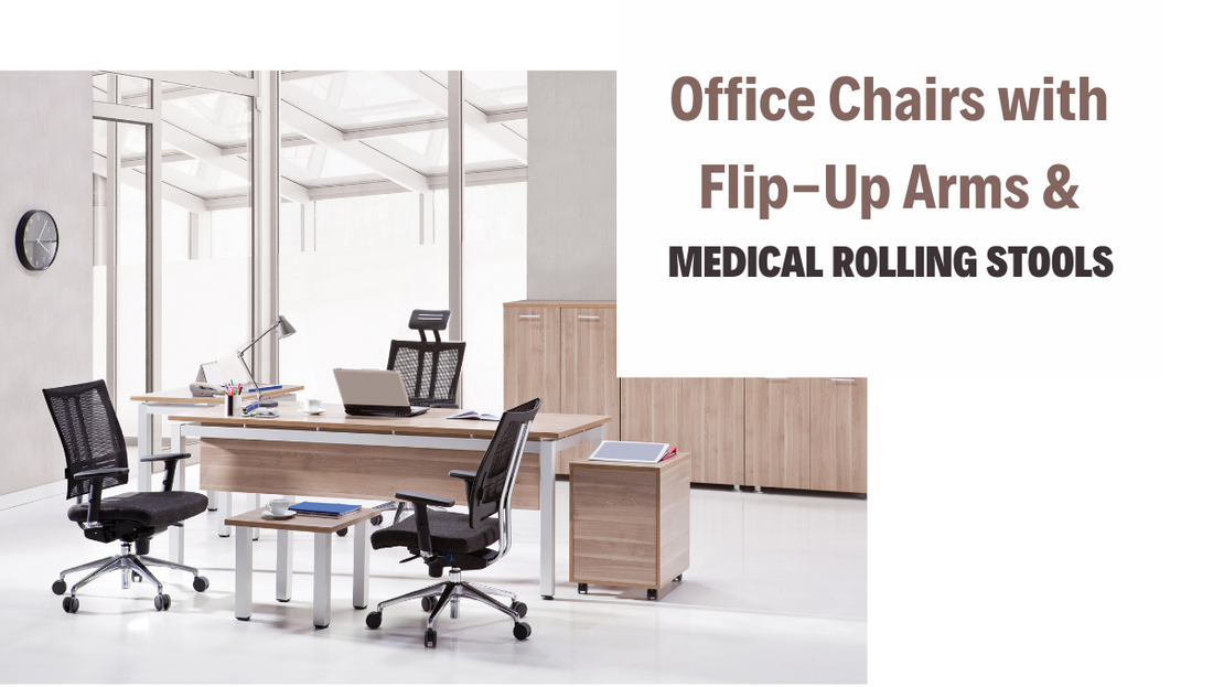 Office Chairs with Flip-Up Arms: Versatile Rolling Stools for Work and Medical Use