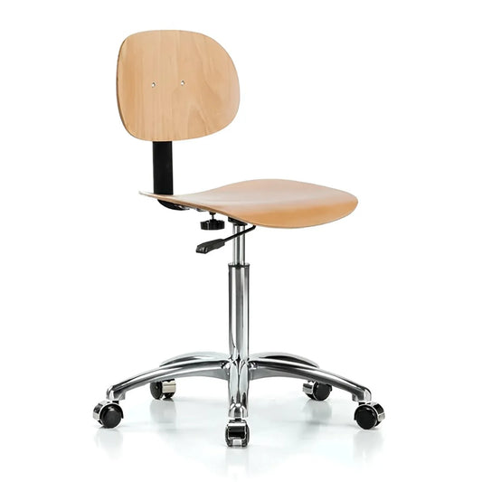 Perch Wood Pneumatic Chair in Chrome