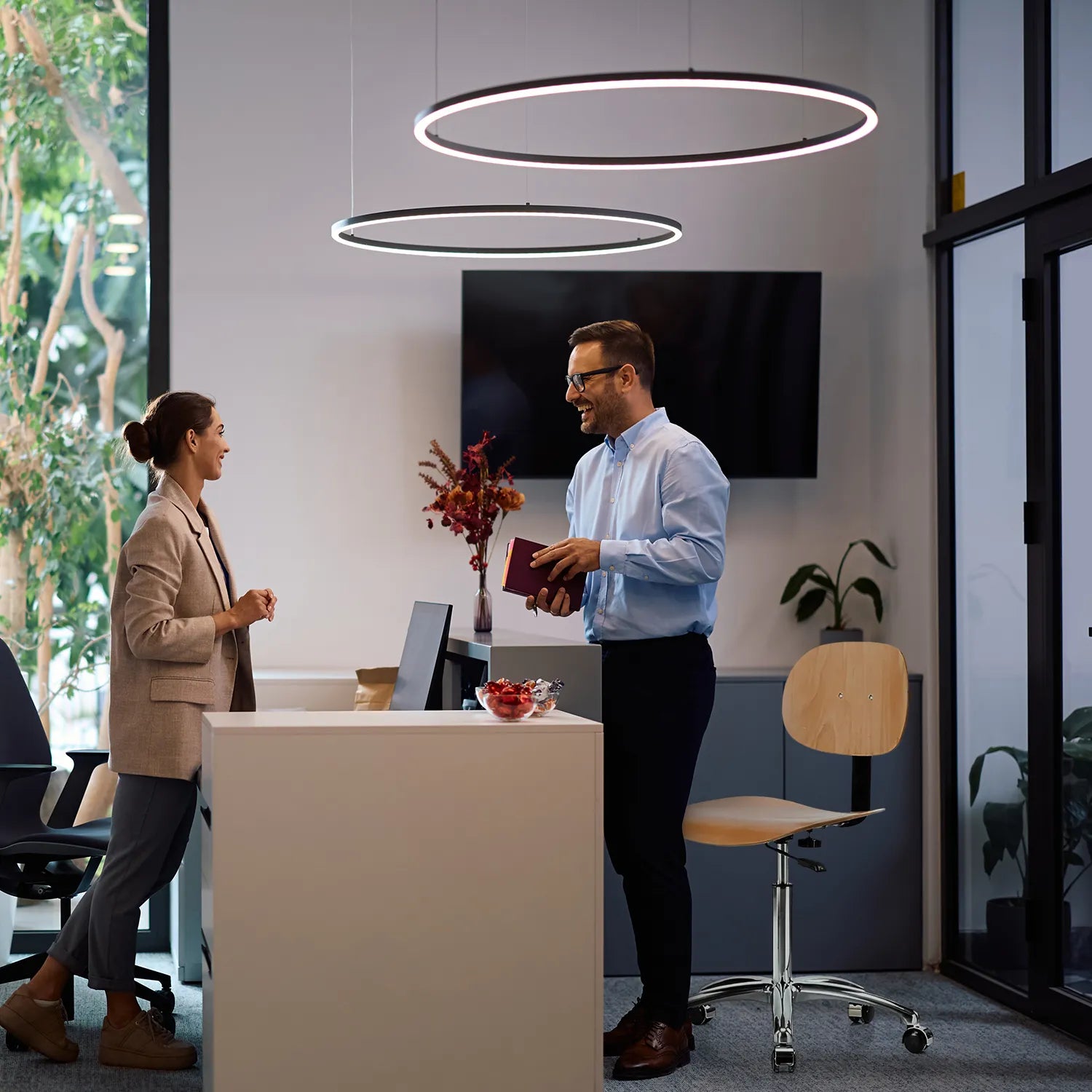 Perch Wood Pneumatic Chair in Chrome