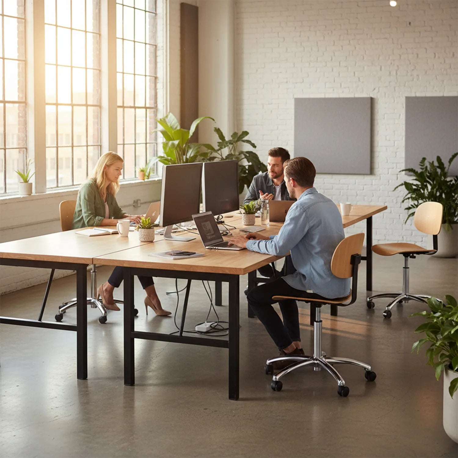 Perch Wood Pneumatic Chair in Chrome