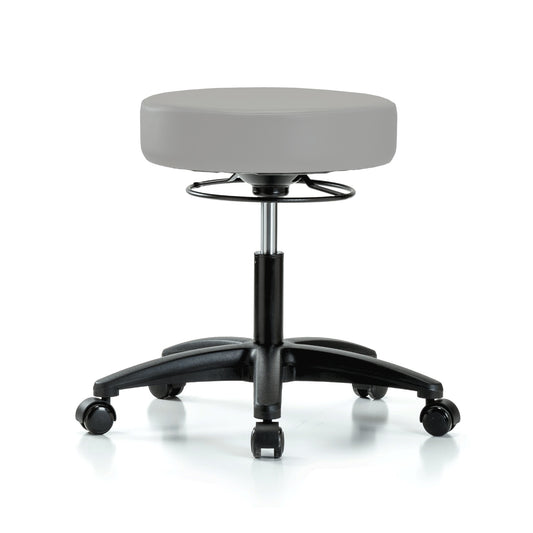 Perch 360-Degree Ring Swivel Stool in gray vinyl with Self-Braking Casters
