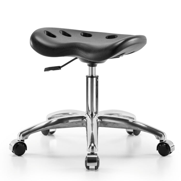 Perch Polyurethane Tractor Stool in Chrome with Single Lever Control