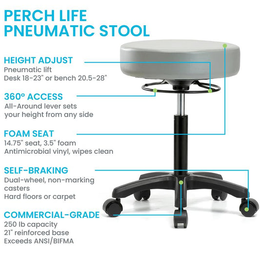 Perch Life Pneumatic Stool – Medical, Dental & Lab Exam Stool