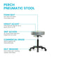 Perch Life Pneumatic Medical Stool | Height Adjustable Rolling Exam Stool