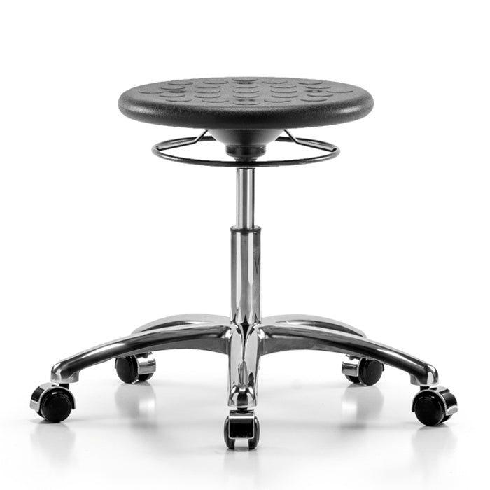 Perch Polyurethane Industrial Stool in Chrome