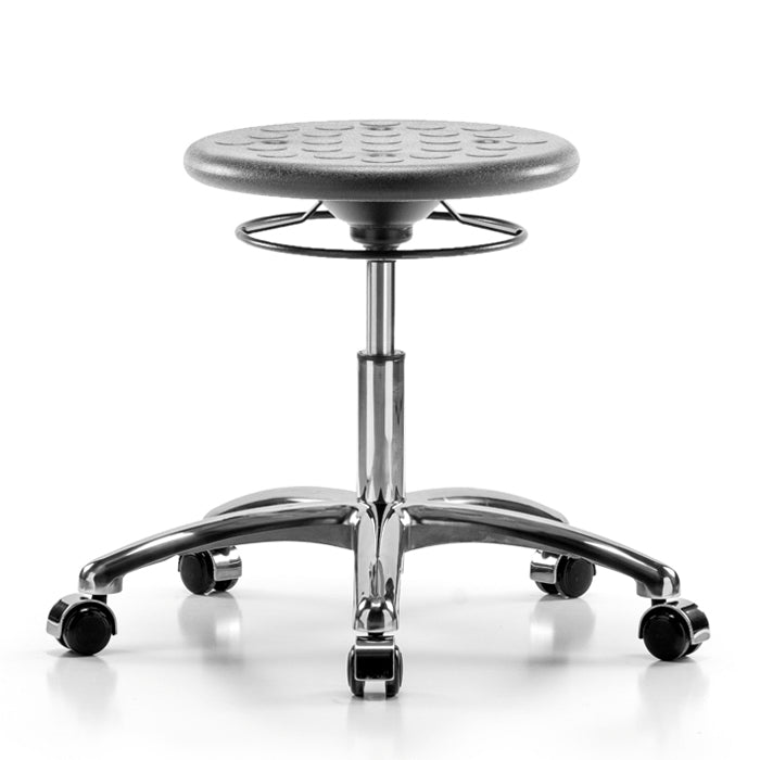 Perch Polyurethane Industrial Stool in Chrome