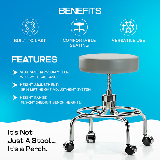 Perch Retro Exam Stool 18.5-24"