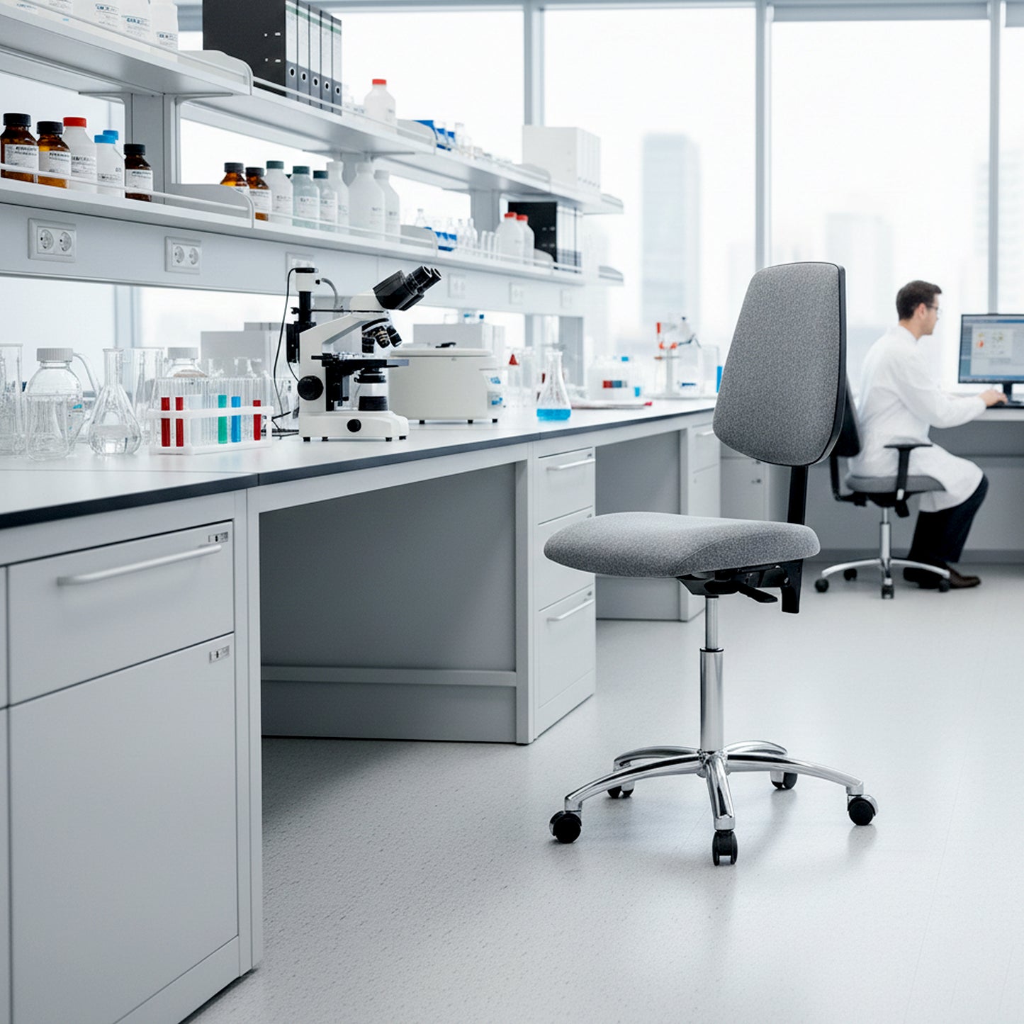 Perch Chrome Lab Chair with Large Back