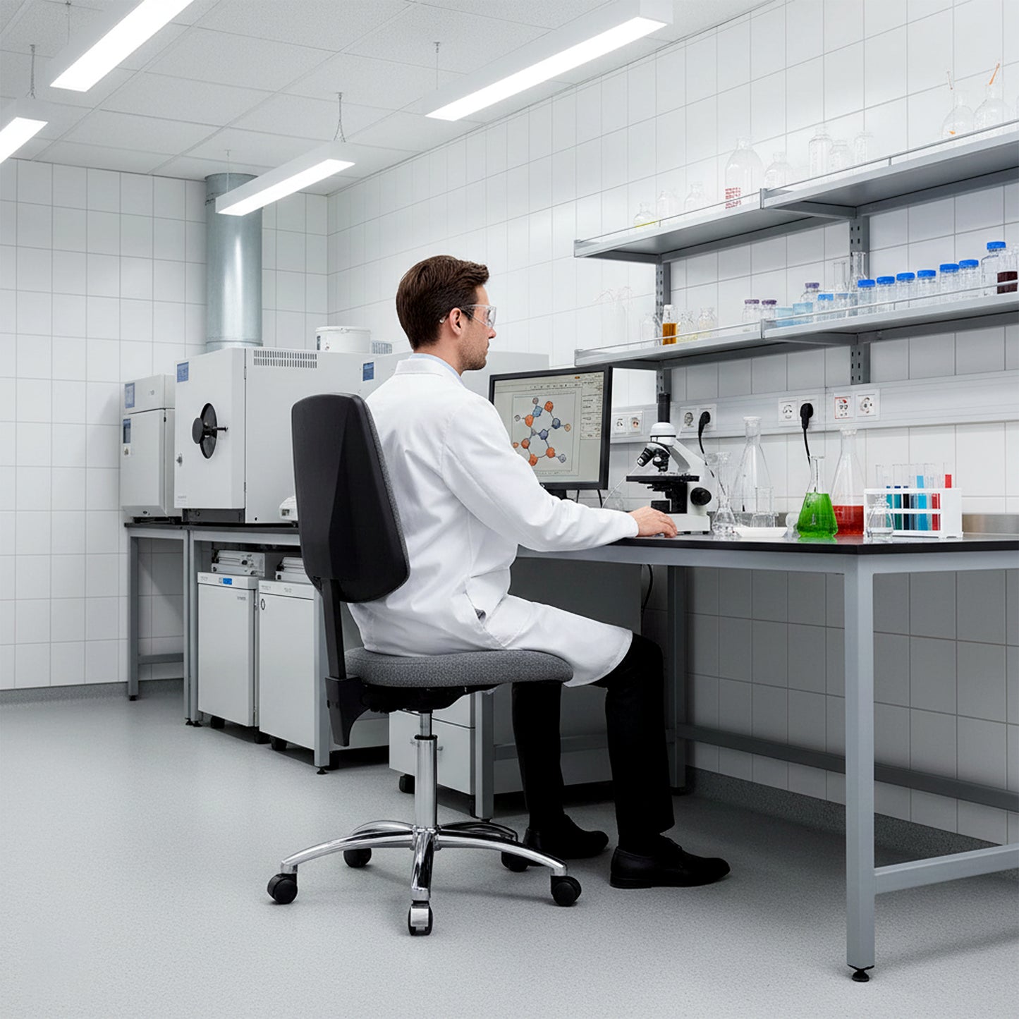 Perch Chrome Lab Chair with Large Back