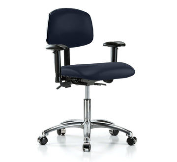 Perch Chrome Multi-Task Office Chair with Adjustable Armrests in navy fabric