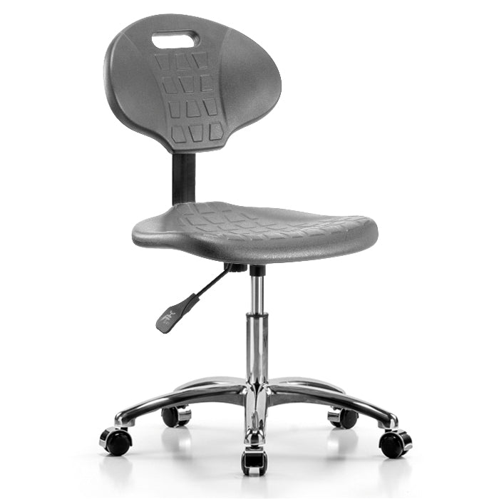 Perch Industrial Work Chair in Chrome with Handle