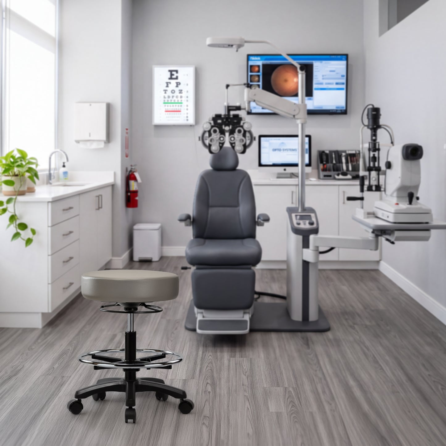 Perch Life Pneumatic Medical Stool | Height Adjustable Rolling Exam Stool