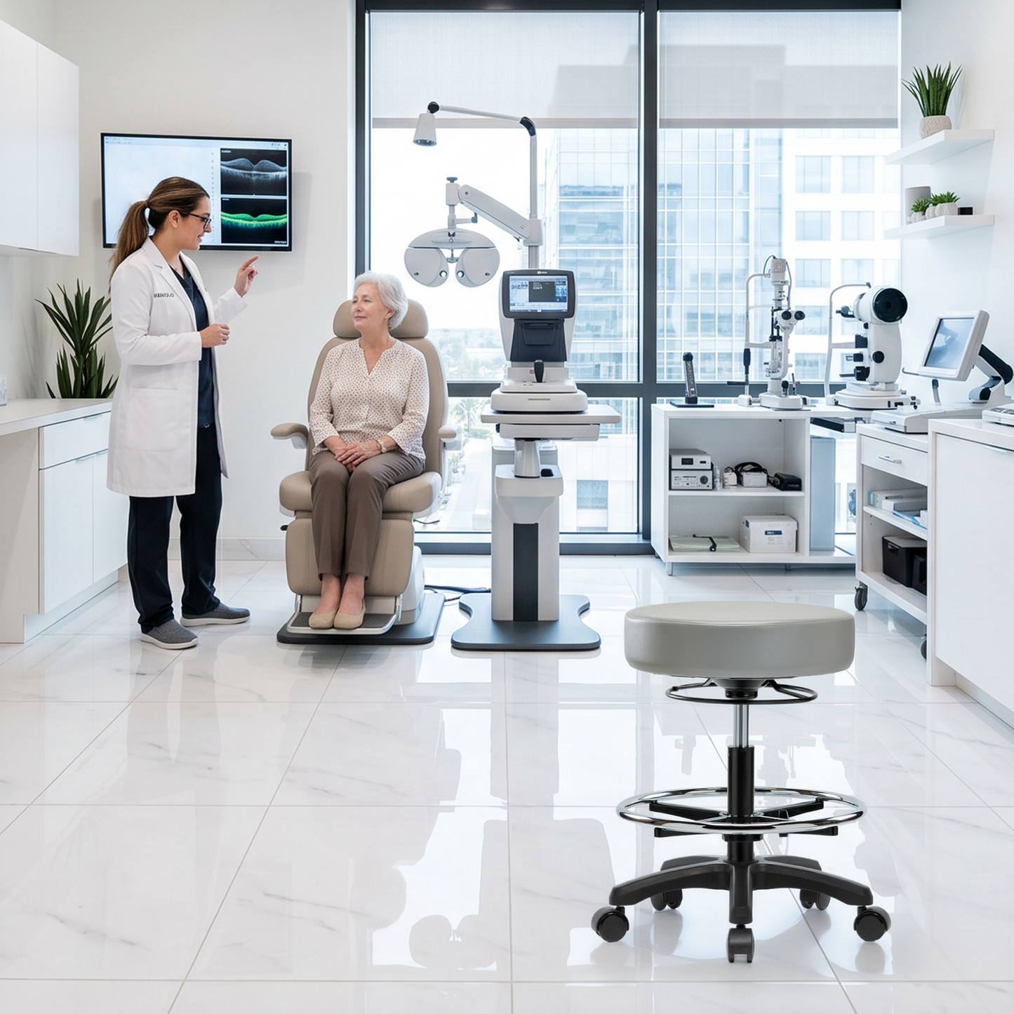Perch Life Height Adjustable Medical Stool for Dental & Lab